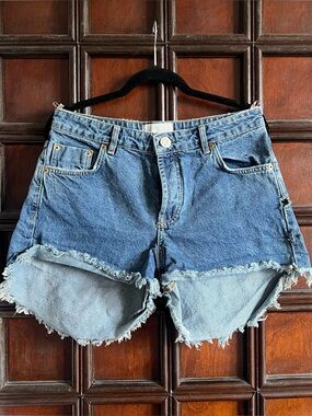 One Teaspoon Distressed Cutoff Denim Shorts - Light Blue
